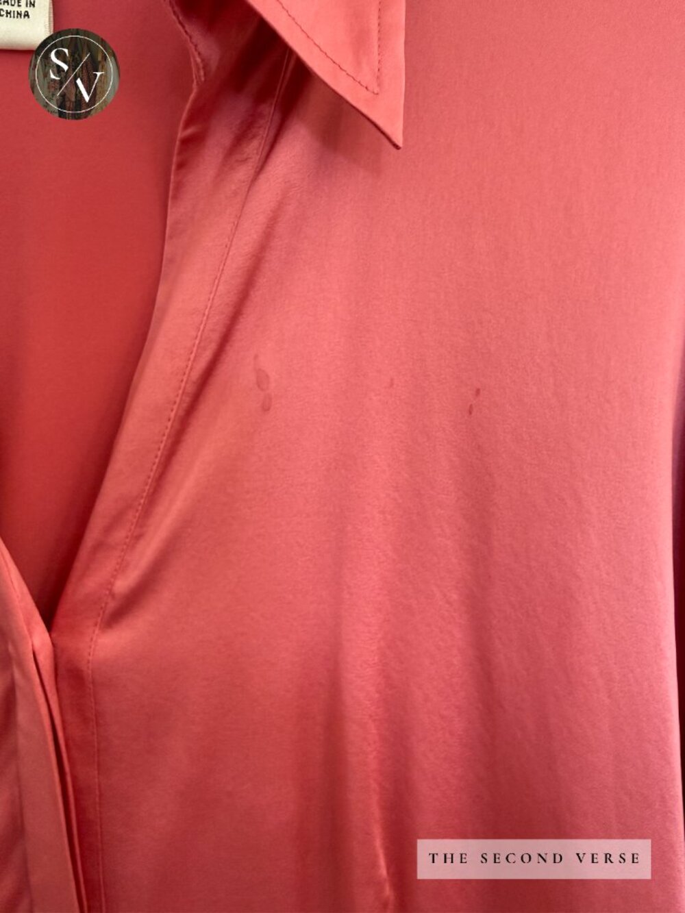 Vintage Talbots Stretch Silk Long Sleeve Buttondown Women's Coral Shirt Size 12 - Picture 5 of 10